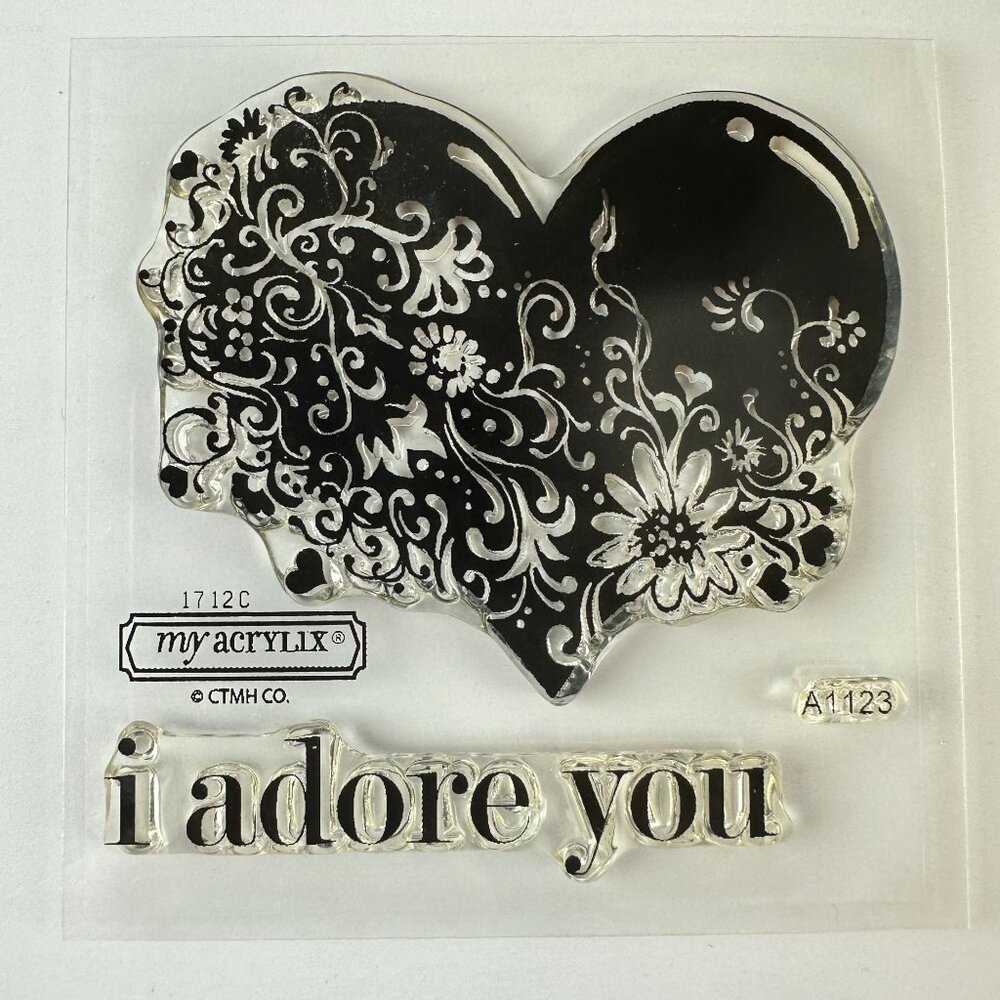 My Acrylix Stamps "I Adore You" Heart Design CTMH Co. a1123